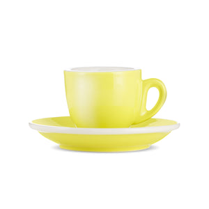 yellow cup and saucer
