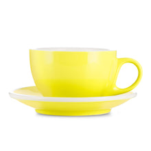 Load image into Gallery viewer, yellow 12 ounce latte cup and saucer set