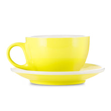 Load image into Gallery viewer, yellow 12 ounce latte cup and saucer set