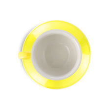 Load image into Gallery viewer, yellow 8 ounce latte cup and saucer