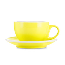 Load image into Gallery viewer, yellow 8 ounce latte cup and saucer