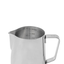 Load image into Gallery viewer, barista basics 12 ounce silver steaming pitcher