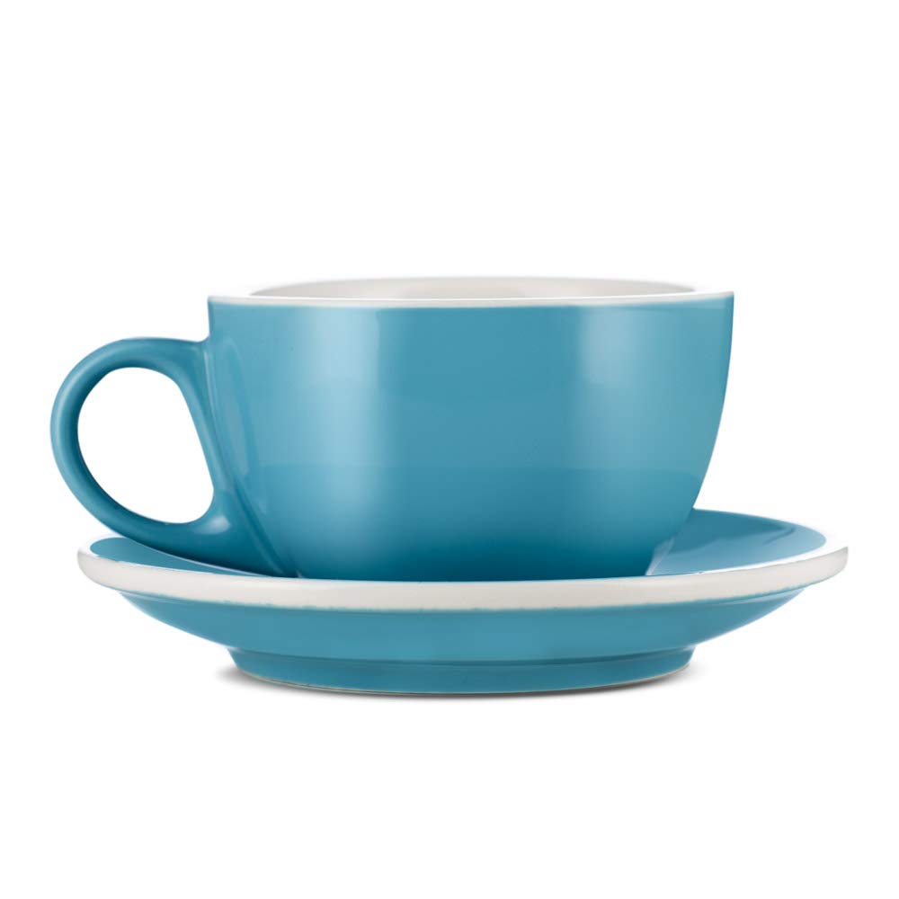KIVY Cappuccino cups set of 4 [6oz] - Thick-walled Cups, Blue
